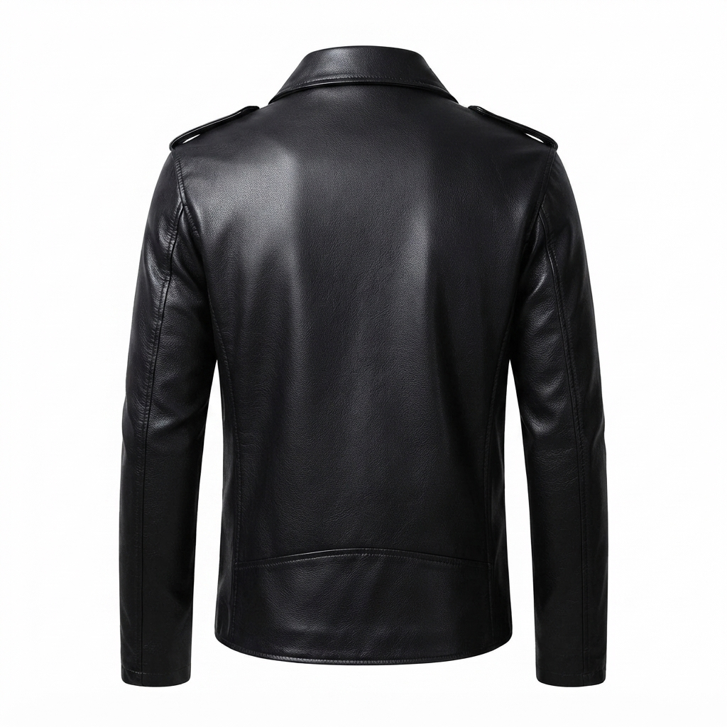 Slim Fit Biker Jacket – Back View Back view of men's Slim Fit Biker Jacket