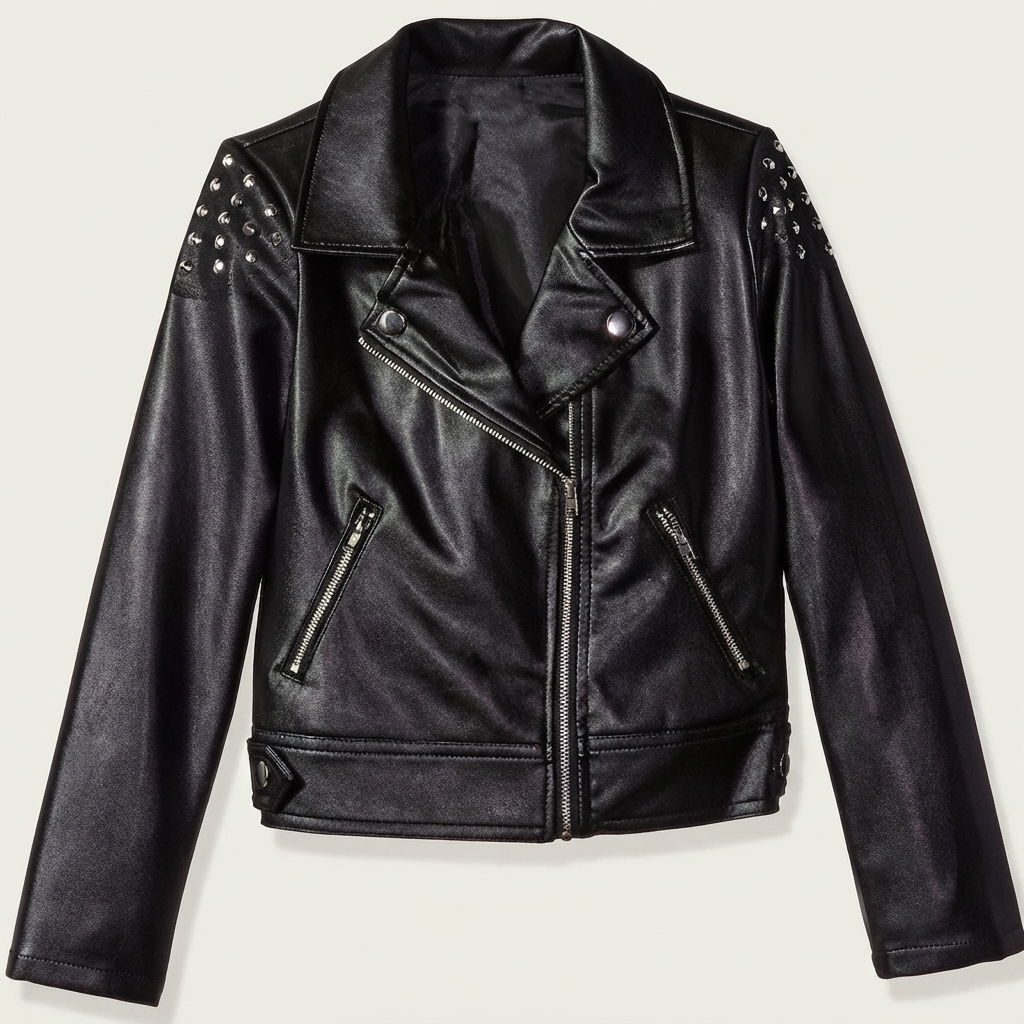 girls moto jacket front view