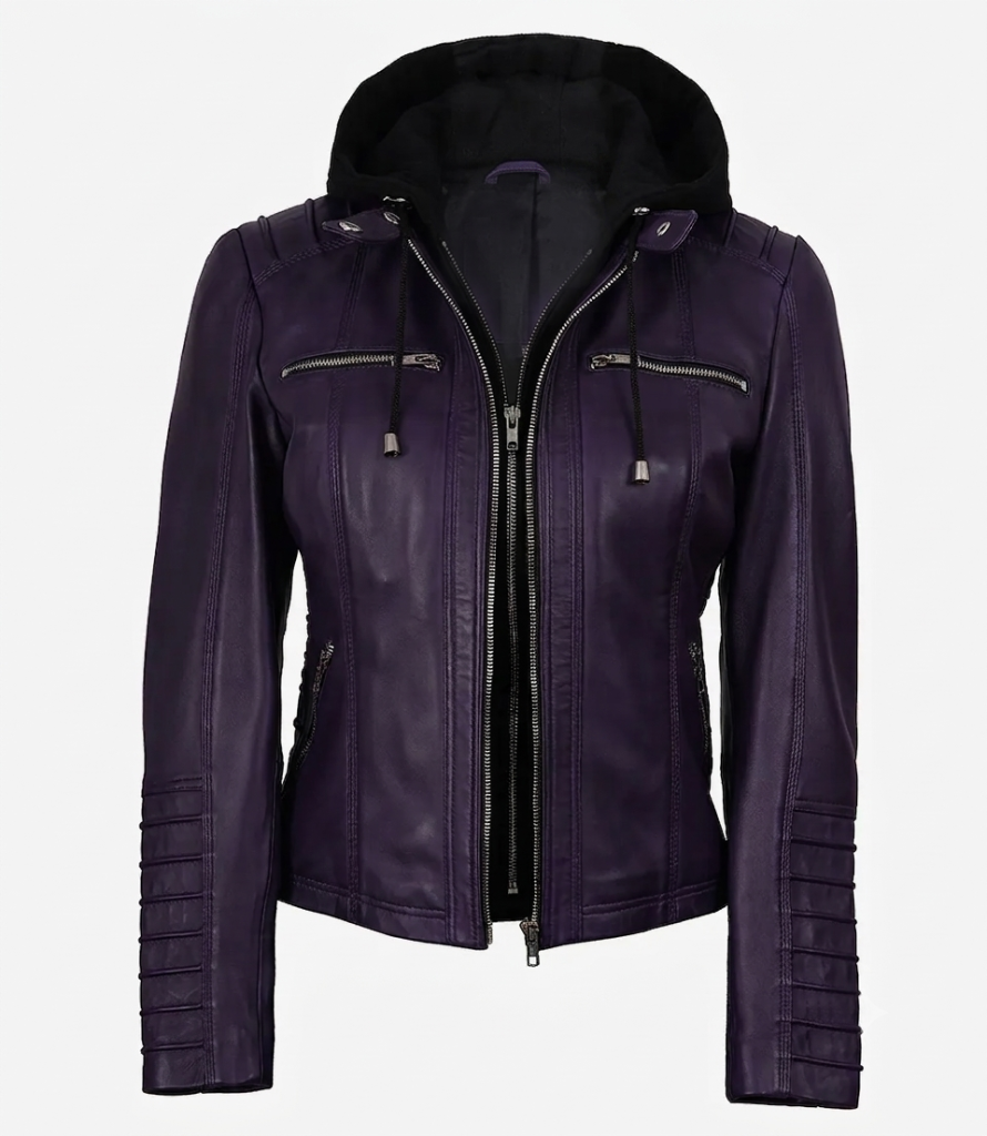 Purple Biker Jacket women's front view