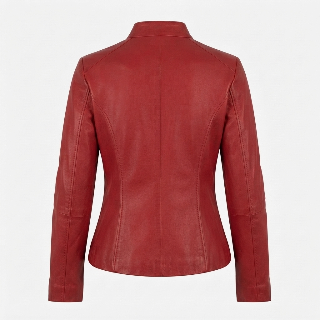 Women's Red Leather Jacket Back View women's red leather jacket back view