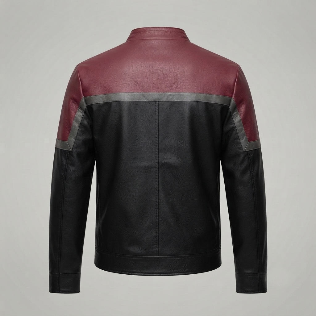 Red and Black Leather Jacket – Back View red and black leather jacket back view