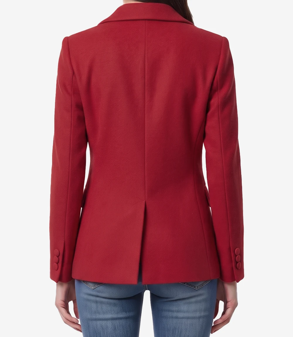 Womens Red Tailored Blazer Back Women's Red Tailored Blazer Back View