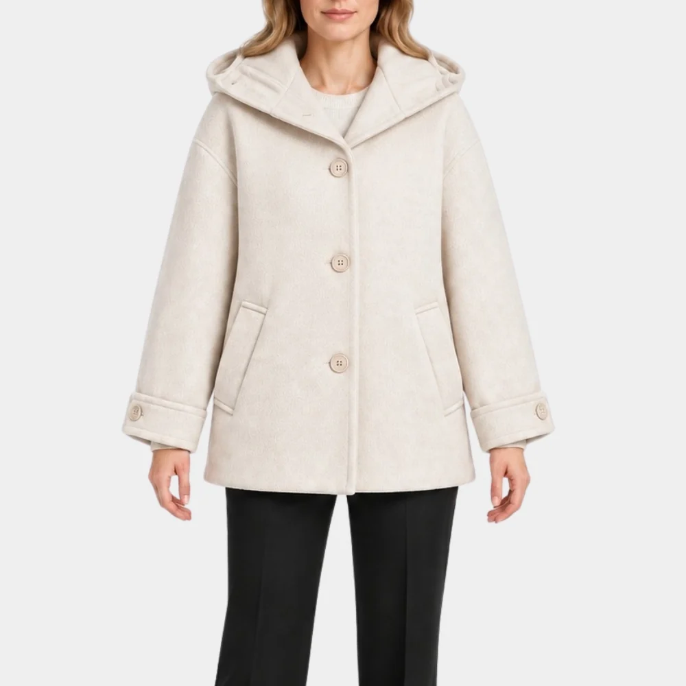 Women's Between Steps Kim So-Hyun Wool Beige Jacket Front View